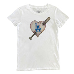 Los Angeles Dodgers Tiny Turnip Women's Heart Bat T-Shirt | MLB For sale