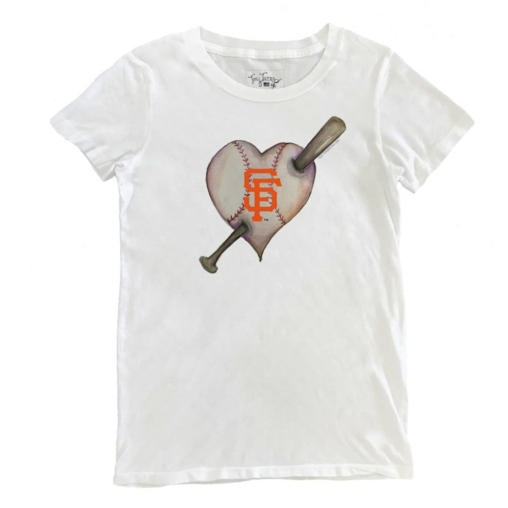 San Francisco Giants Tiny Turnip Women's Heart Bat T-Shirt | MLB On Sale