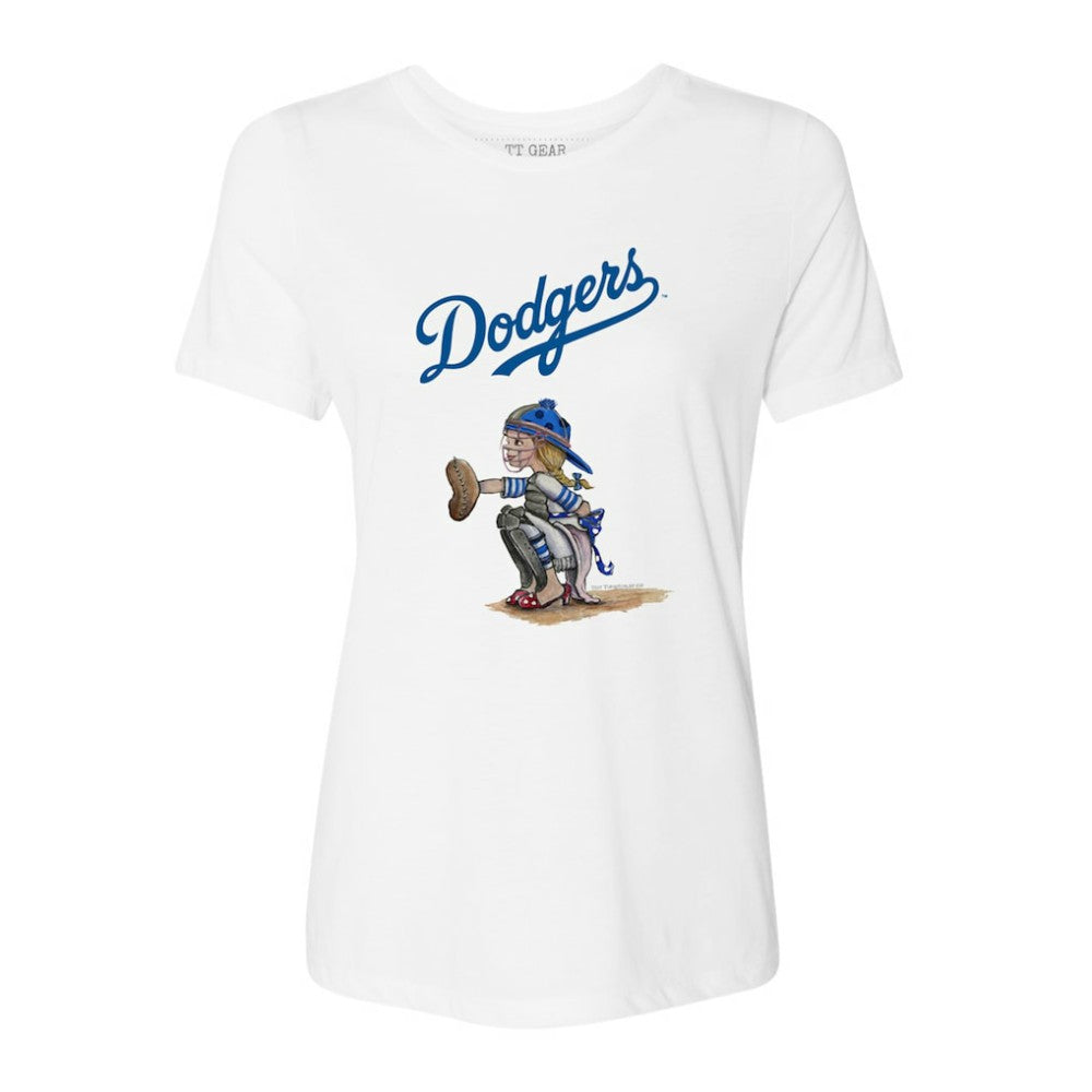 Los Angeles Dodgers Tiny Turnip Women's Kate the Catcher T-Shirt | MLB For sale