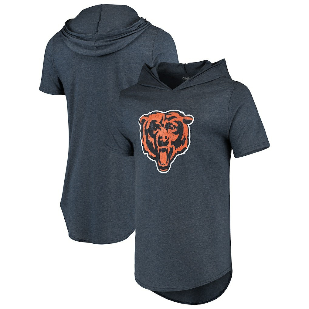 Chicago Bears  Majestic Threads Primary Logo Tri-Blend Hoodie T-Shirt