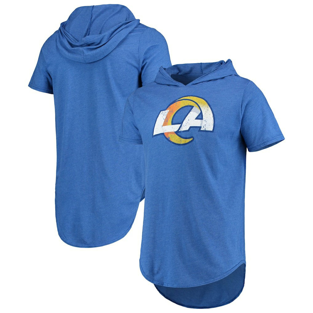 Los Angeles Rams  Majestic Threads Primary Logo Tri-Blend Hoodie T-Shirt