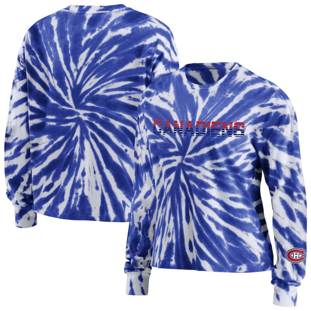 Montreal Canadiens WEAR by Erin Andrews Women's Tie-Dye Long Sleeve T-Shirt Outlet