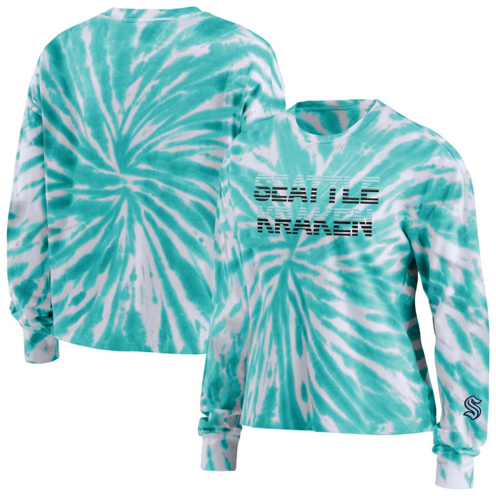 Seattle Kraken WEAR by Erin Andrews Women's Tie-Dye Long Sleeve T-Shirt Outlet