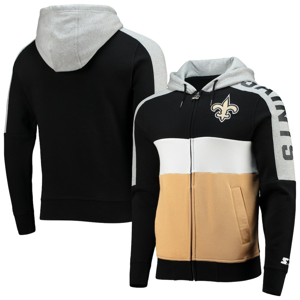 New Orleans Saints  Starter Playoffs Color Block Full-Zip Hoodie