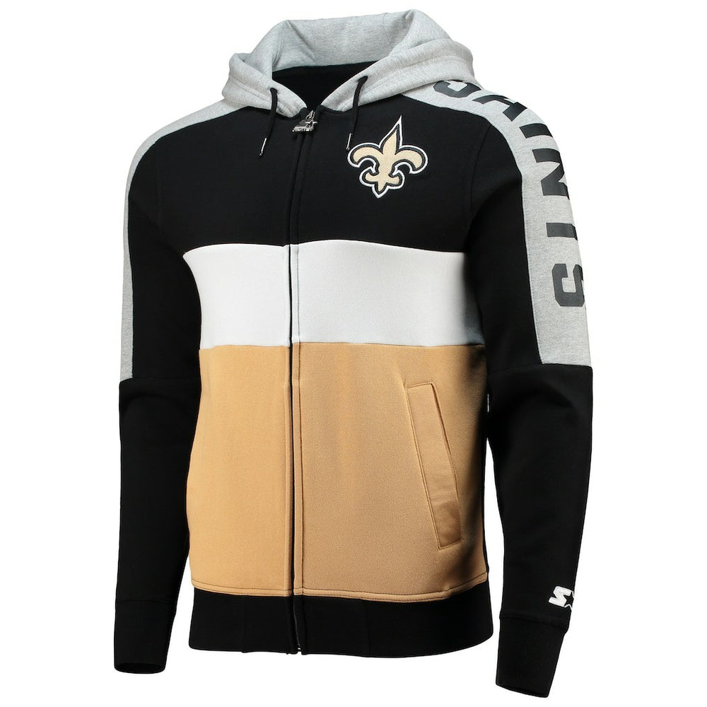 New Orleans Saints  Starter Playoffs Color Block Full-Zip Hoodie