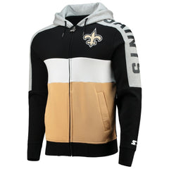 New Orleans Saints  Starter Playoffs Color Block Full-Zip Hoodie