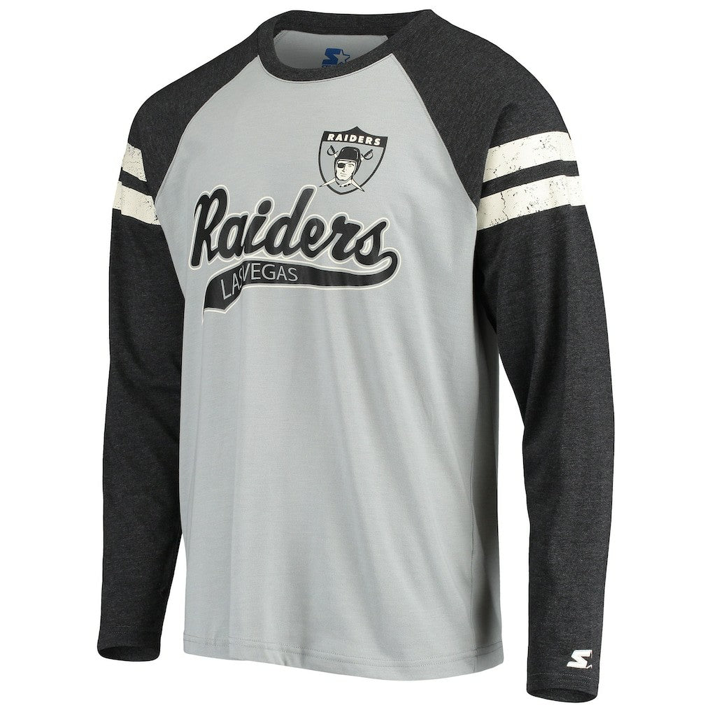 Las Vegas Raiders  Starter Throwback League Raglan Long Sleeve Tri-Blend T-Shirt