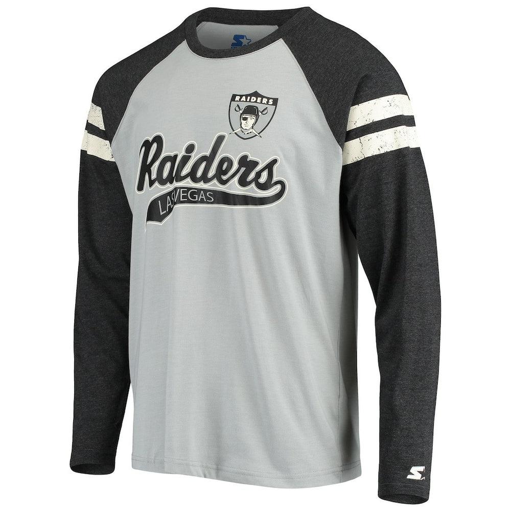 Las Vegas Raiders  Starter Throwback League Raglan Long Sleeve Tri-Blend T-Shirt