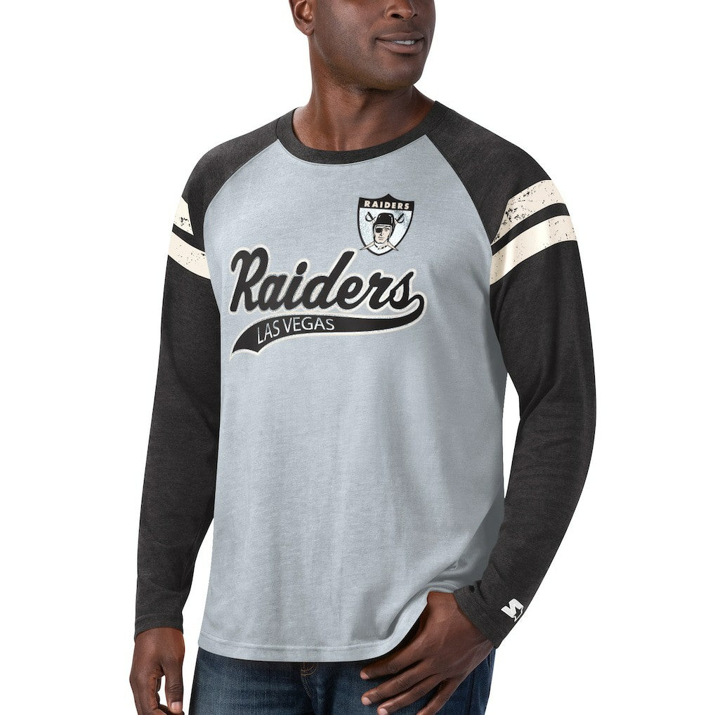 Las Vegas Raiders  Starter Throwback League Raglan Long Sleeve Tri-Blend T-Shirt