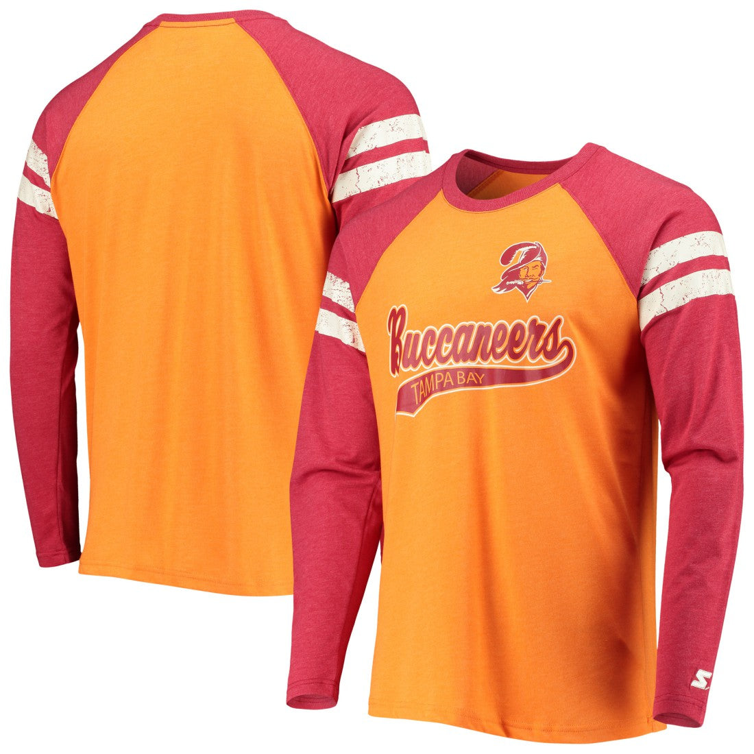 Tampa Bay Buccaneers  Starter Throwback League Raglan Long Sleeve Tri-Blend T-Shirt