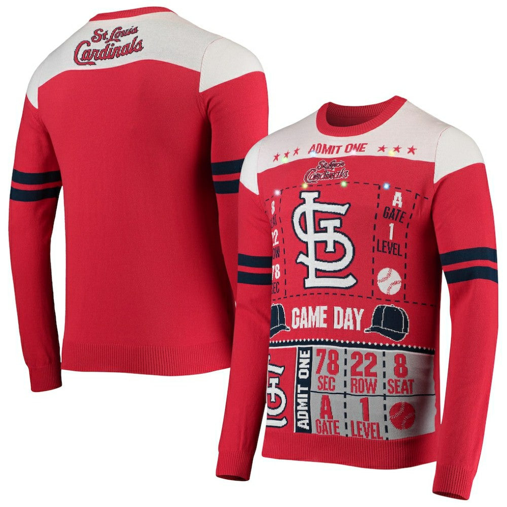 St. Louis Cardinals FOCO Ticket Light-Up Ugly Sweater | MLB New