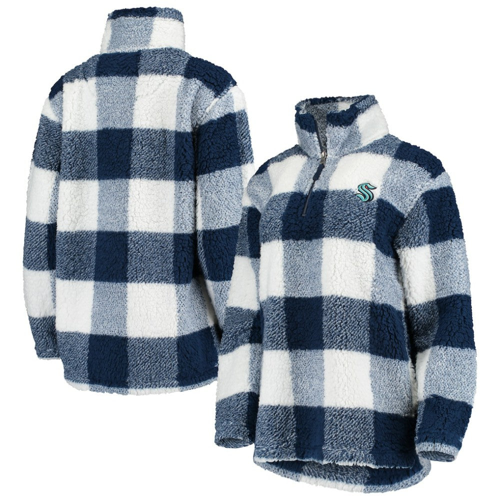 Seattle Kraken G-III 4Her by Carl Banks Women's Plaid Sherpa Quarter-Zip Jacket Outlet