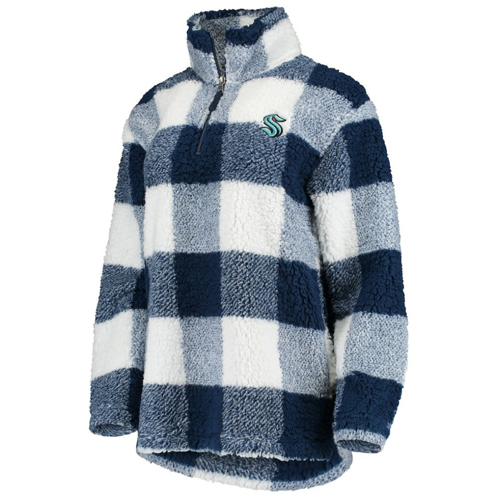 Seattle Kraken G-III 4Her by Carl Banks Women's Plaid Sherpa Quarter-Zip Jacket Outlet