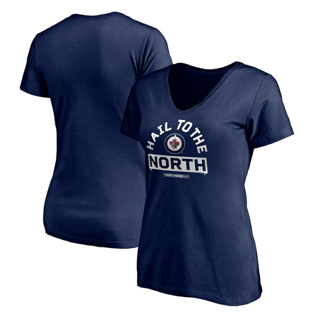 Winnipeg Jets Women's Hail to the North V-Neck T-Shirt Sale
