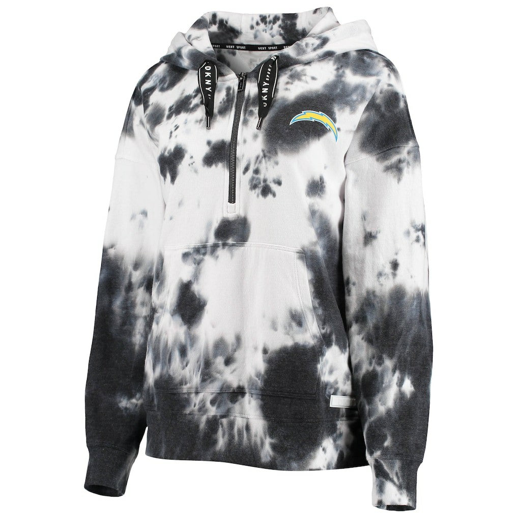 Los Angeles Chargers  DKNY Sport Women's Dakota Oversized Tie-Dye Half-Zip Hoodie