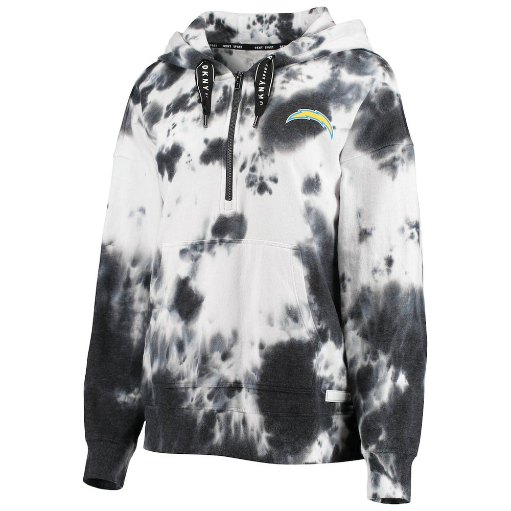 Los Angeles Chargers  DKNY Sport Women's Dakota Oversized Tie-Dye Half-Zip Hoodie