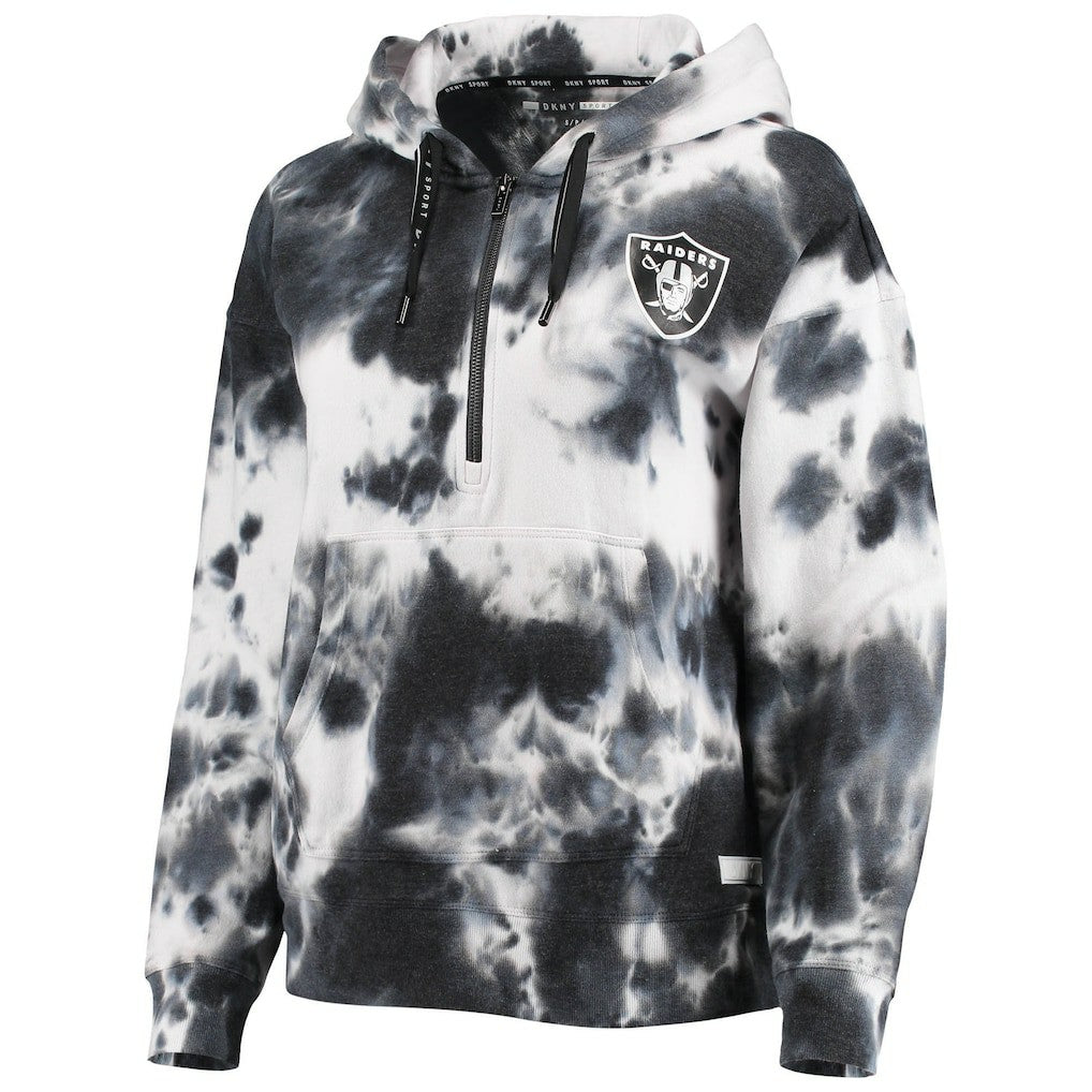 Las Vegas Raiders  DKNY Sport Women's Dakota Oversized Tie-Dye Half-Zip Hoodie
