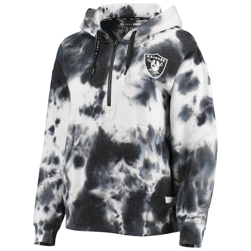 Las Vegas Raiders  DKNY Sport Women's Dakota Oversized Tie-Dye Half-Zip Hoodie