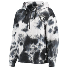 Las Vegas Raiders  DKNY Sport Women's Dakota Oversized Tie-Dye Half-Zip Hoodie