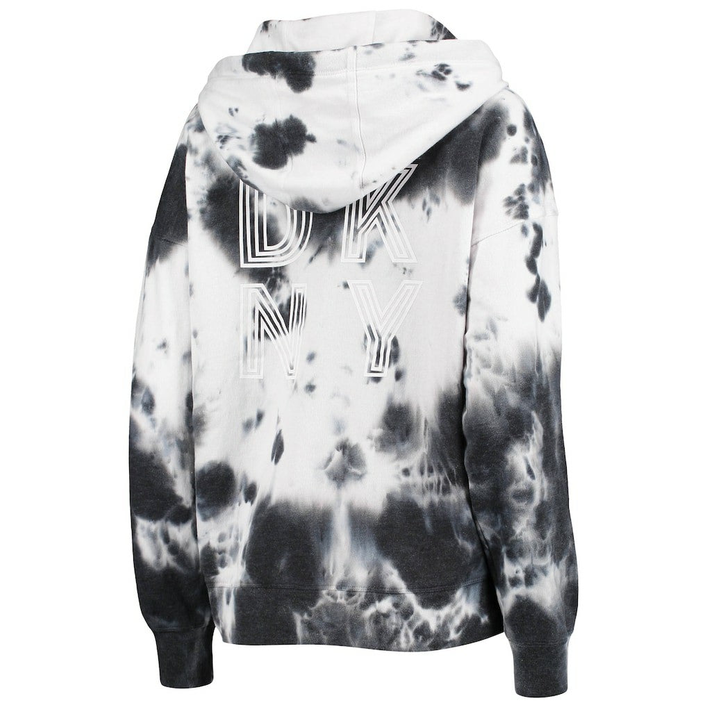 Las Vegas Raiders  DKNY Sport Women's Dakota Oversized Tie-Dye Half-Zip Hoodie