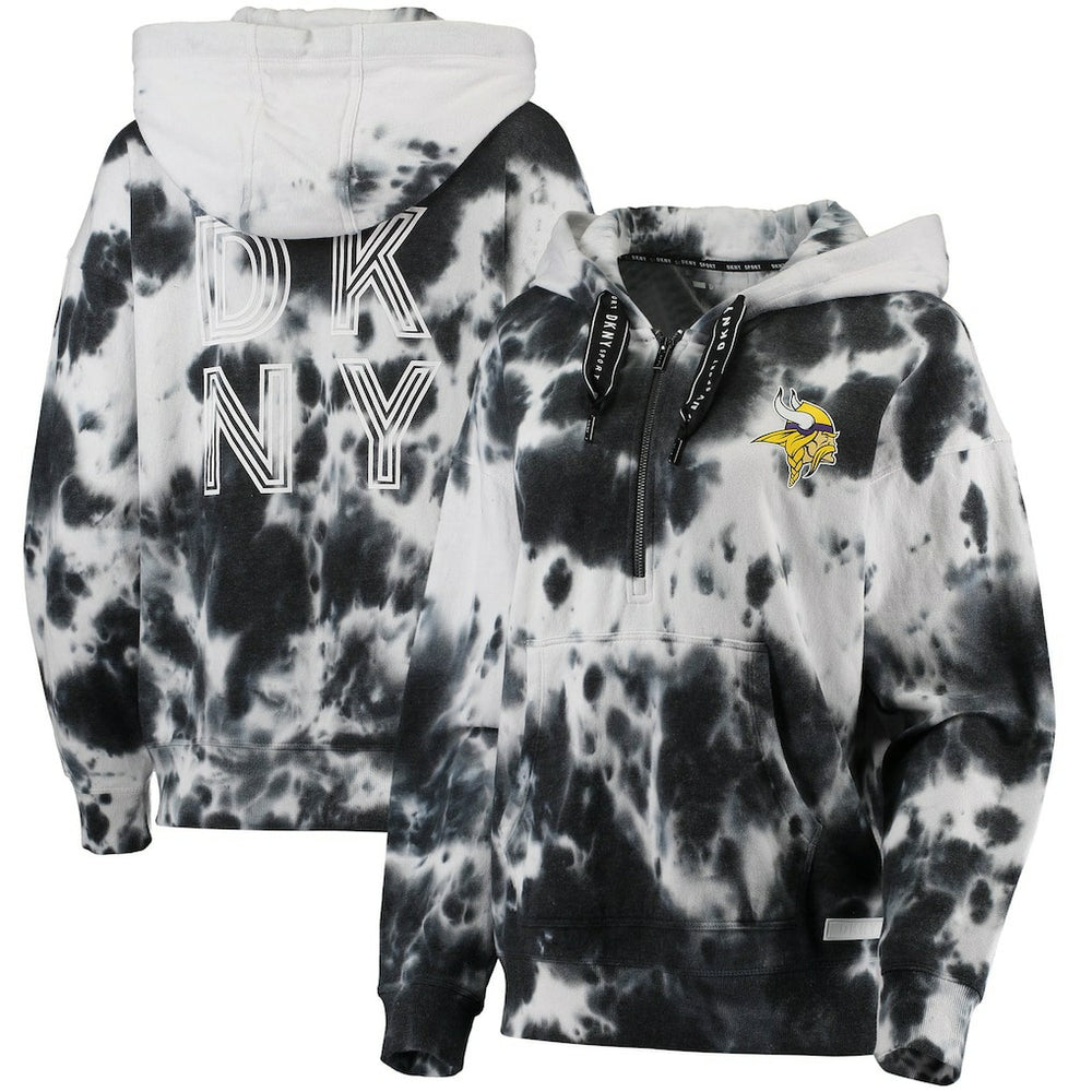 Minnesota Vikings  DKNY Sport Women's Dakota Oversized Tie-Dye Half-Zip Hoodie
