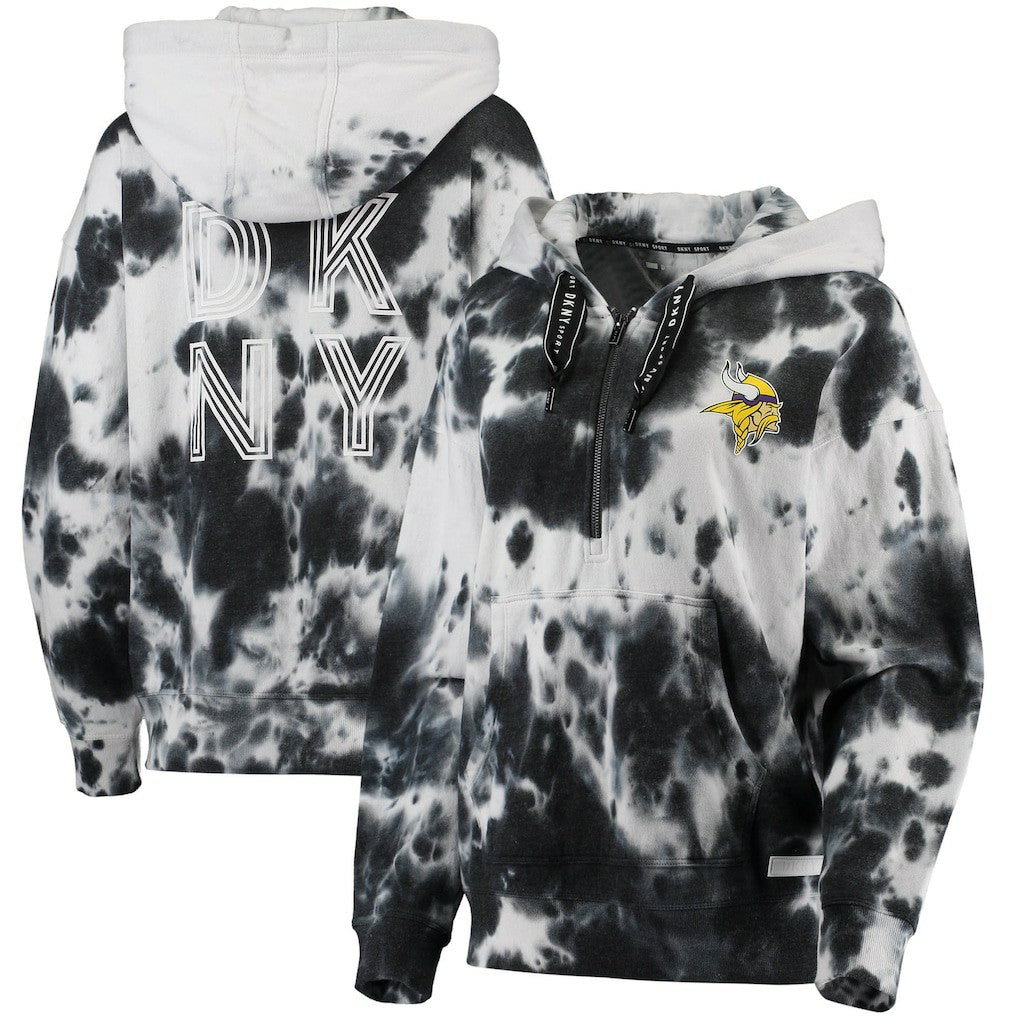 Minnesota Vikings  DKNY Sport Women's Dakota Oversized Tie-Dye Half-Zip Hoodie