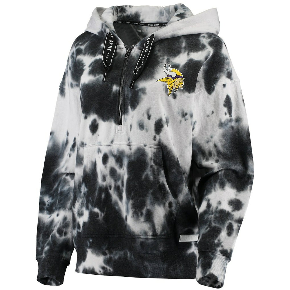 Minnesota Vikings  DKNY Sport Women's Dakota Oversized Tie-Dye Half-Zip Hoodie