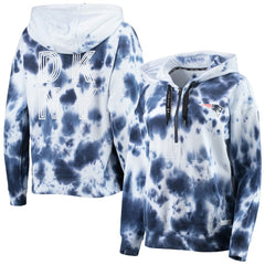 New England Patriots  DKNY Sport Women's Dakota Oversized Tie-Dye Half-Zip Hoodie