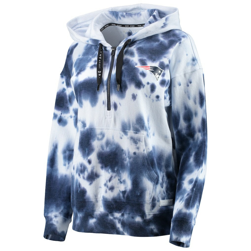 New England Patriots  DKNY Sport Women's Dakota Oversized Tie-Dye Half-Zip Hoodie