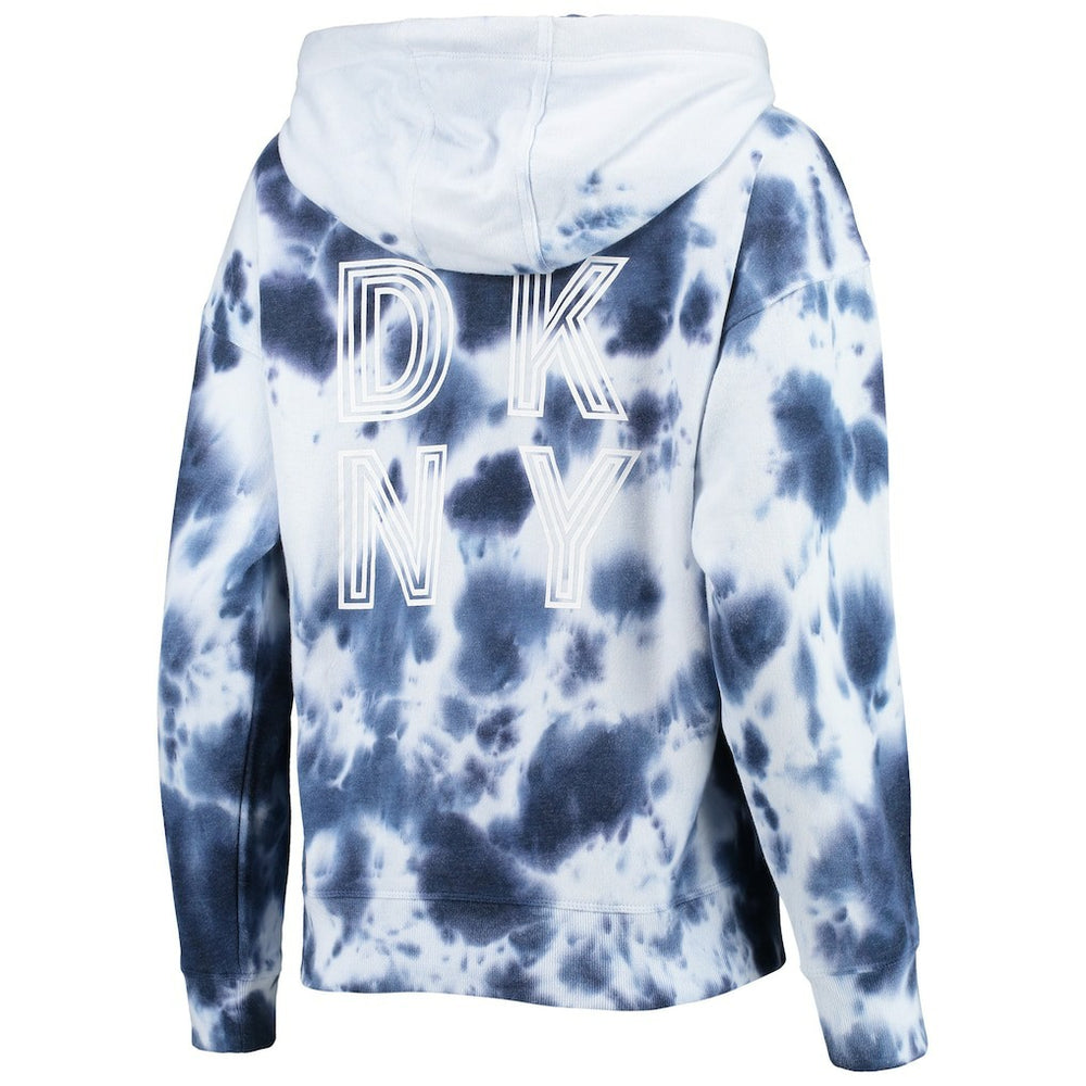 New England Patriots  DKNY Sport Women's Dakota Oversized Tie-Dye Half-Zip Hoodie