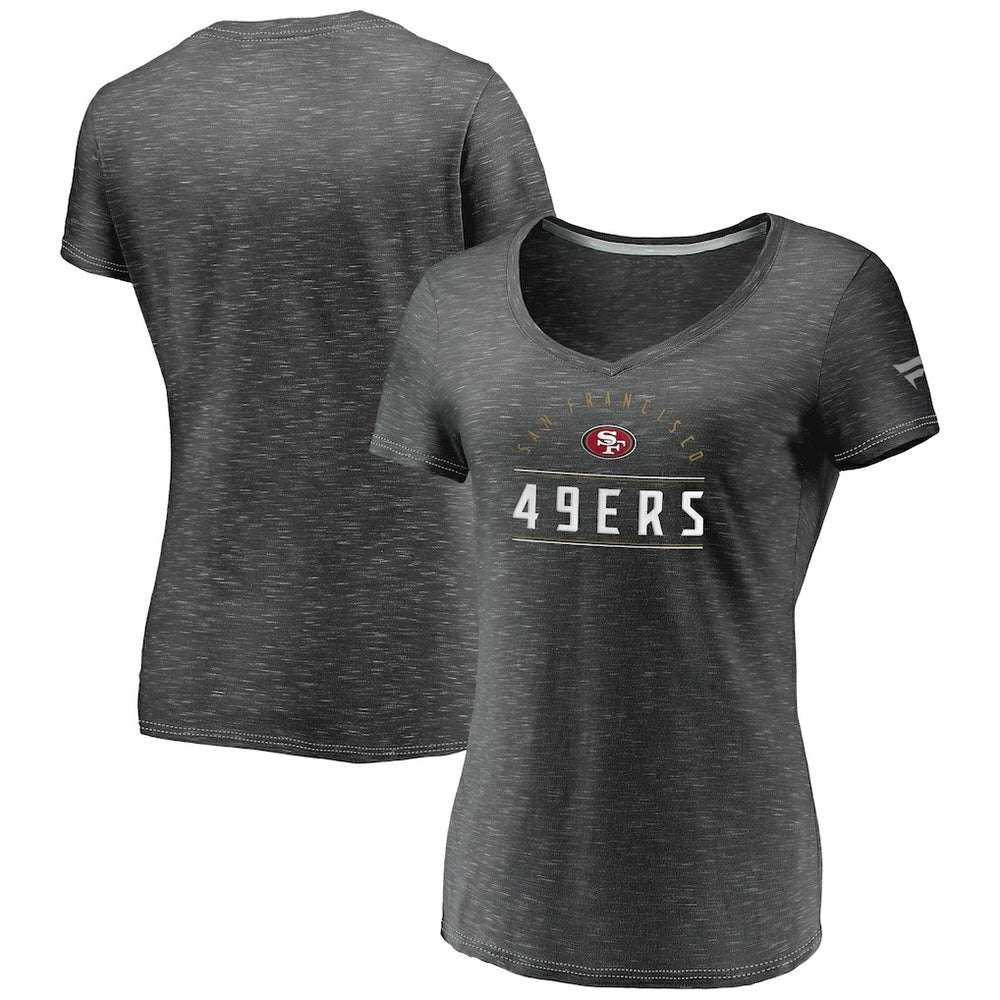 San Francisco 49ers Fanatics Women's League Leader Space Dye V-Neck T-Shirt