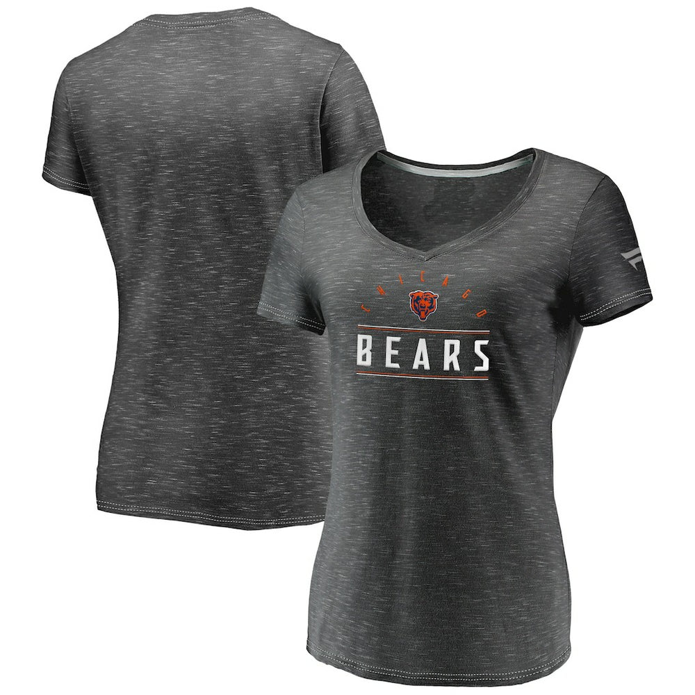 Chicago Bears Fanatics Women's League Leader Space Dye V-Neck T-Shirt