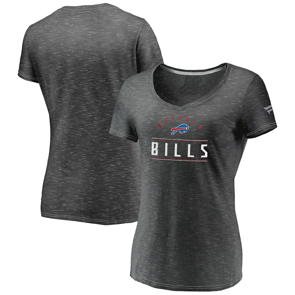 Buffalo Bills Fanatics Women's League Leader Space Dye V-Neck T-Shirt