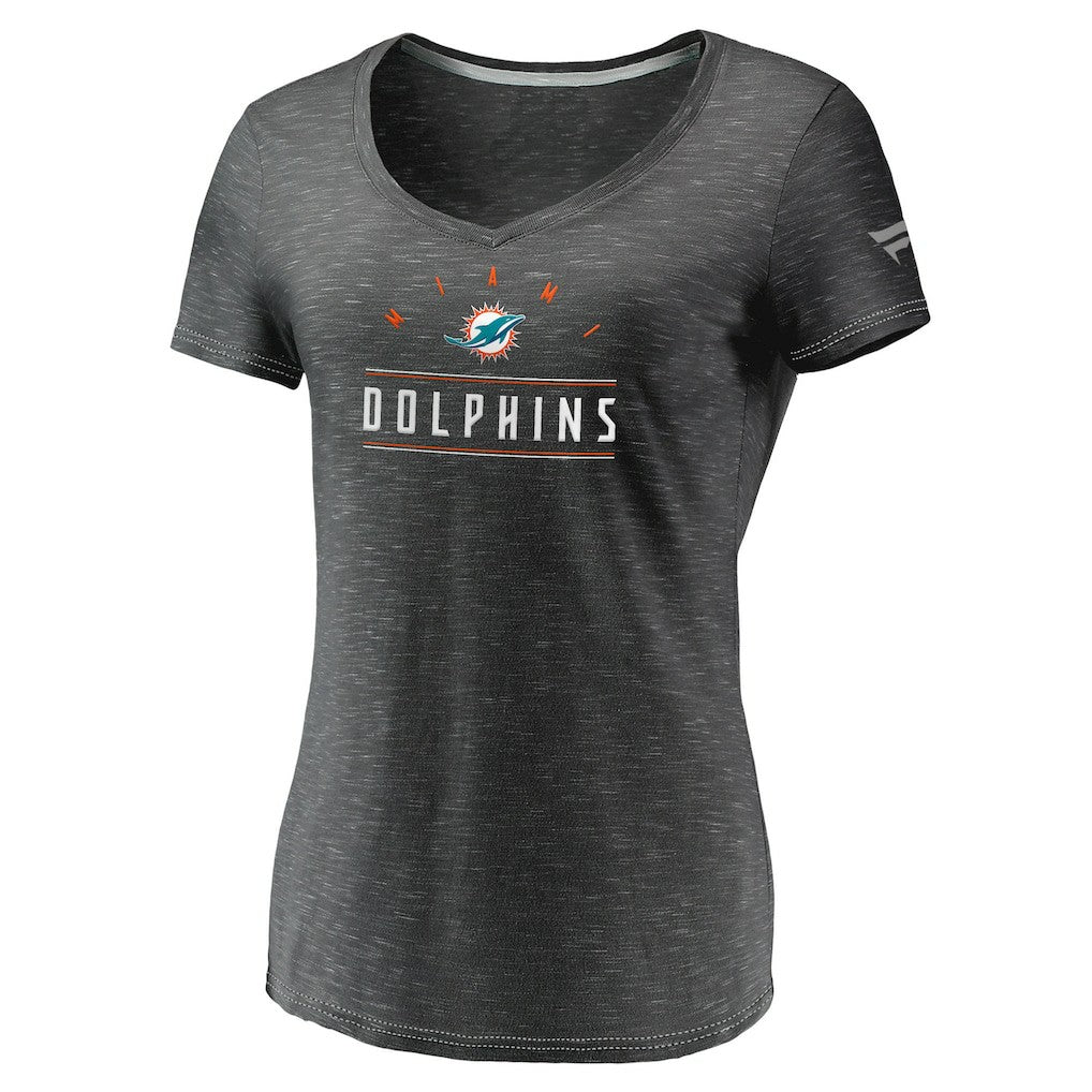 Miami Dolphins Fanatics Women's League Leader Space Dye V-Neck T-Shirt