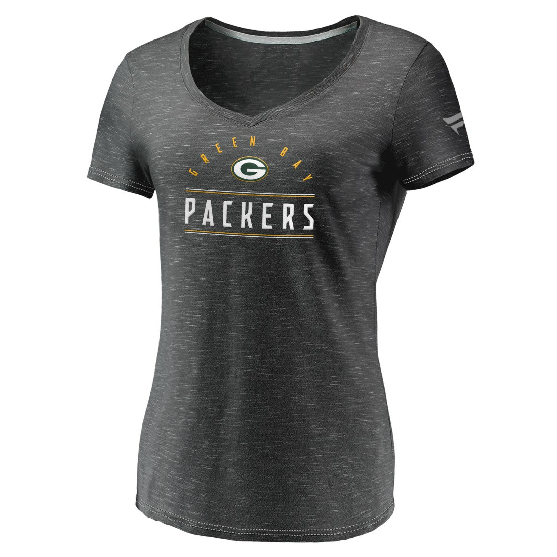 Green Bay Packers Fanatics Women's League Leader Space Dye V-Neck T-Shirt