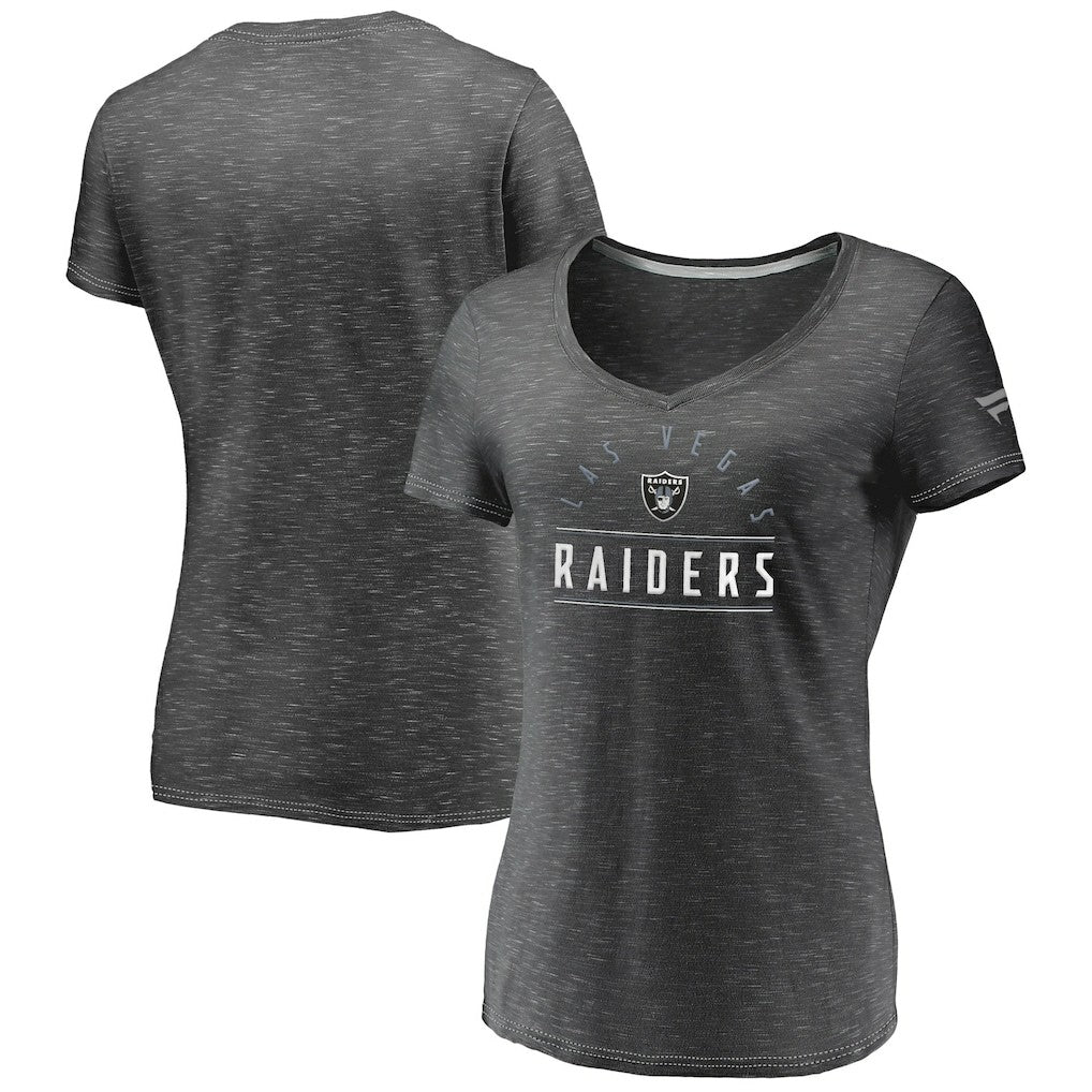 Las Vegas Raiders Fanatics Women's League Leader Space Dye V-Neck T-Shirt