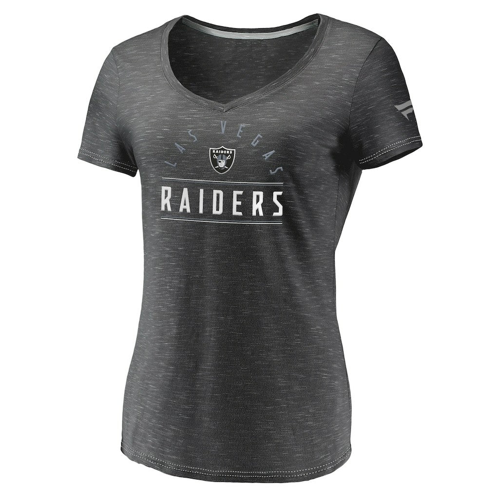 Las Vegas Raiders Fanatics Women's League Leader Space Dye V-Neck T-Shirt