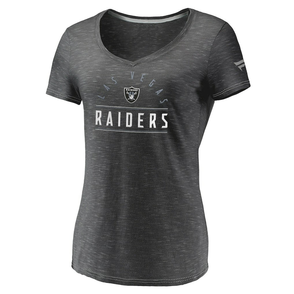 Las Vegas Raiders Fanatics Women's League Leader Space Dye V-Neck T-Shirt