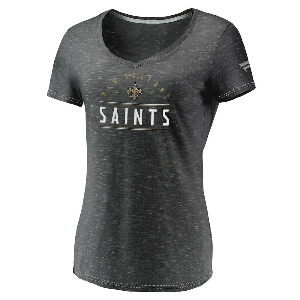 New Orleans Saints Fanatics Women's League Leader Space Dye V-Neck T-Shirt
