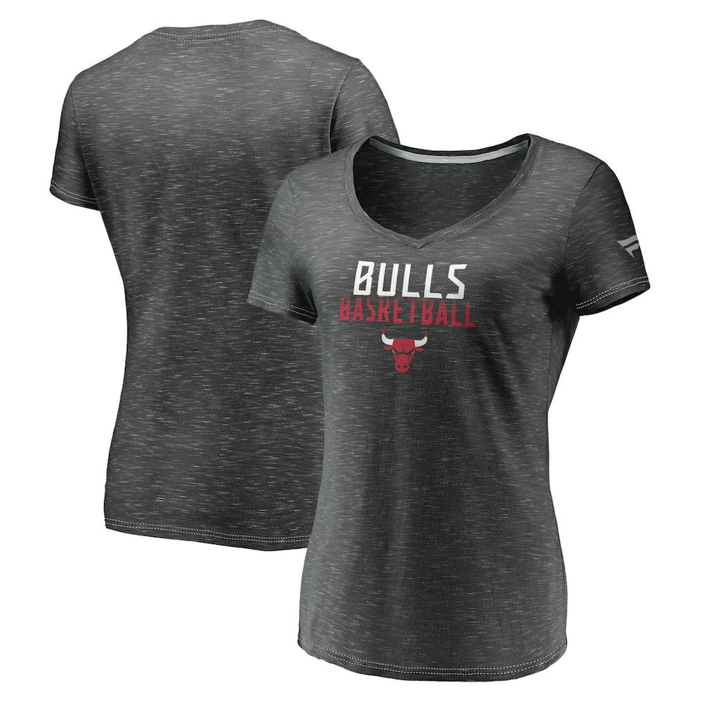 Chicago Bulls Women's Double-Fade Space-Dye V-Neck T-Shirt sale Online