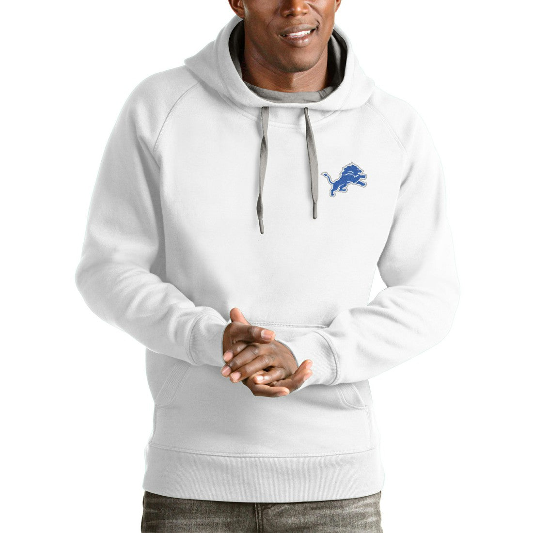 Detroit Lions  Antigua Logo Victory Pullover Hoodie