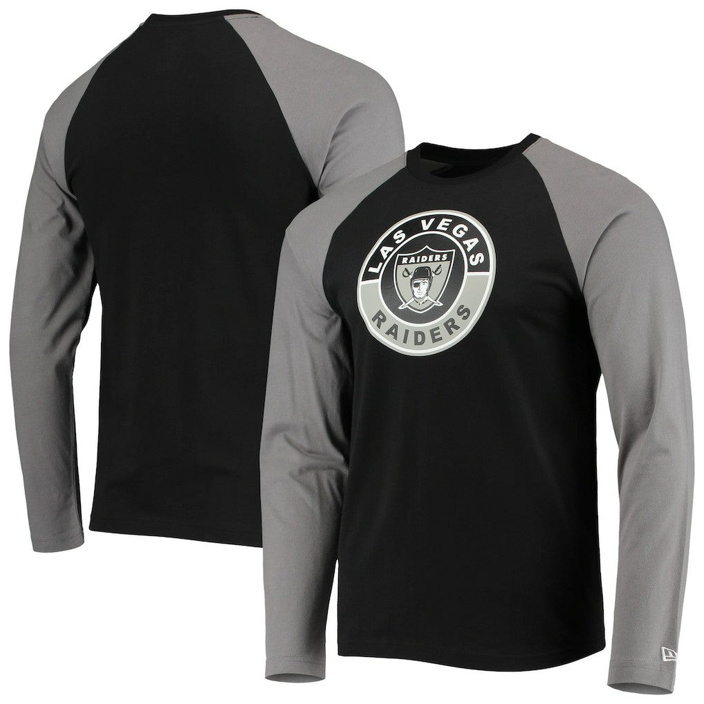 Las Vegas Raiders New Era League Raglan Throwback Long Sleeve T-Shirt