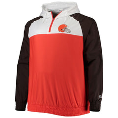 Cleveland Browns New Era Big & Tall League Raglan Quarter-Zip Hoodie
