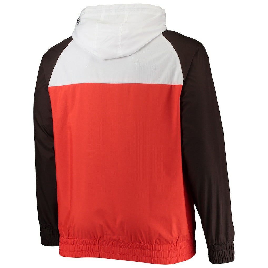 Cleveland Browns New Era Big & Tall League Raglan Quarter-Zip Hoodie