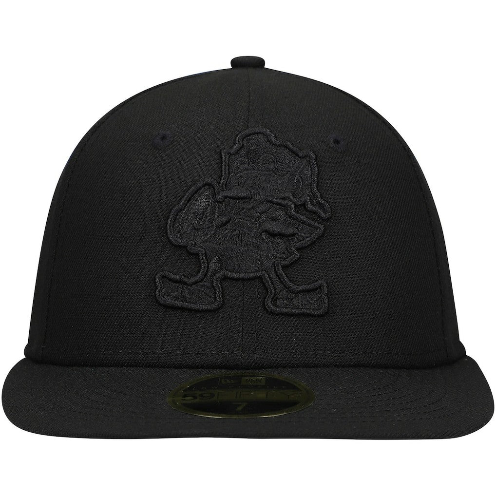 Cleveland Browns New Era Historic Logo Black on Black Low Profile 59FIFTY II Fitted Hat
