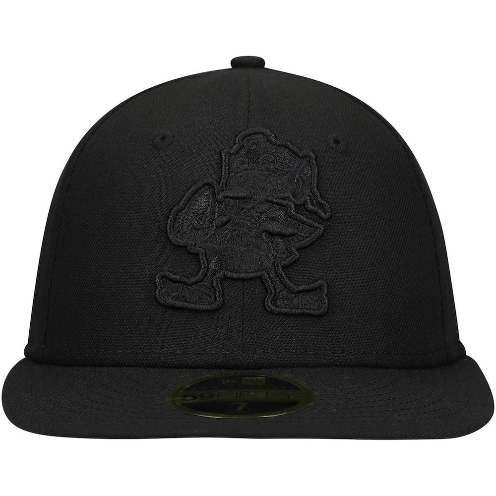 Cleveland Browns New Era Historic Logo Black on Black Low Profile 59FIFTY II Fitted Hat