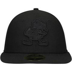 Cleveland Browns New Era Historic Logo Black on Black Low Profile 59FIFTY II Fitted Hat