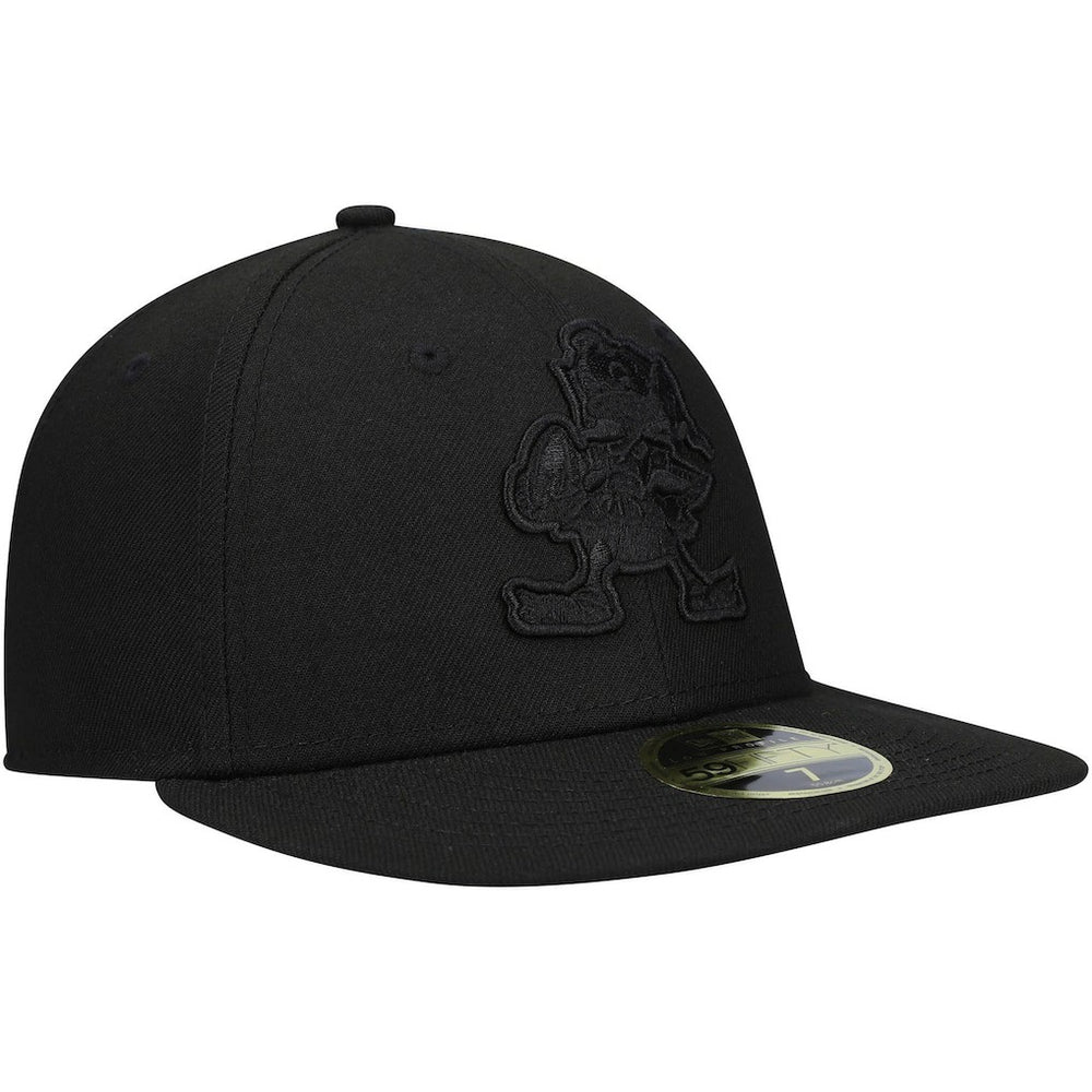 Cleveland Browns New Era Historic Logo Black on Black Low Profile 59FIFTY II Fitted Hat