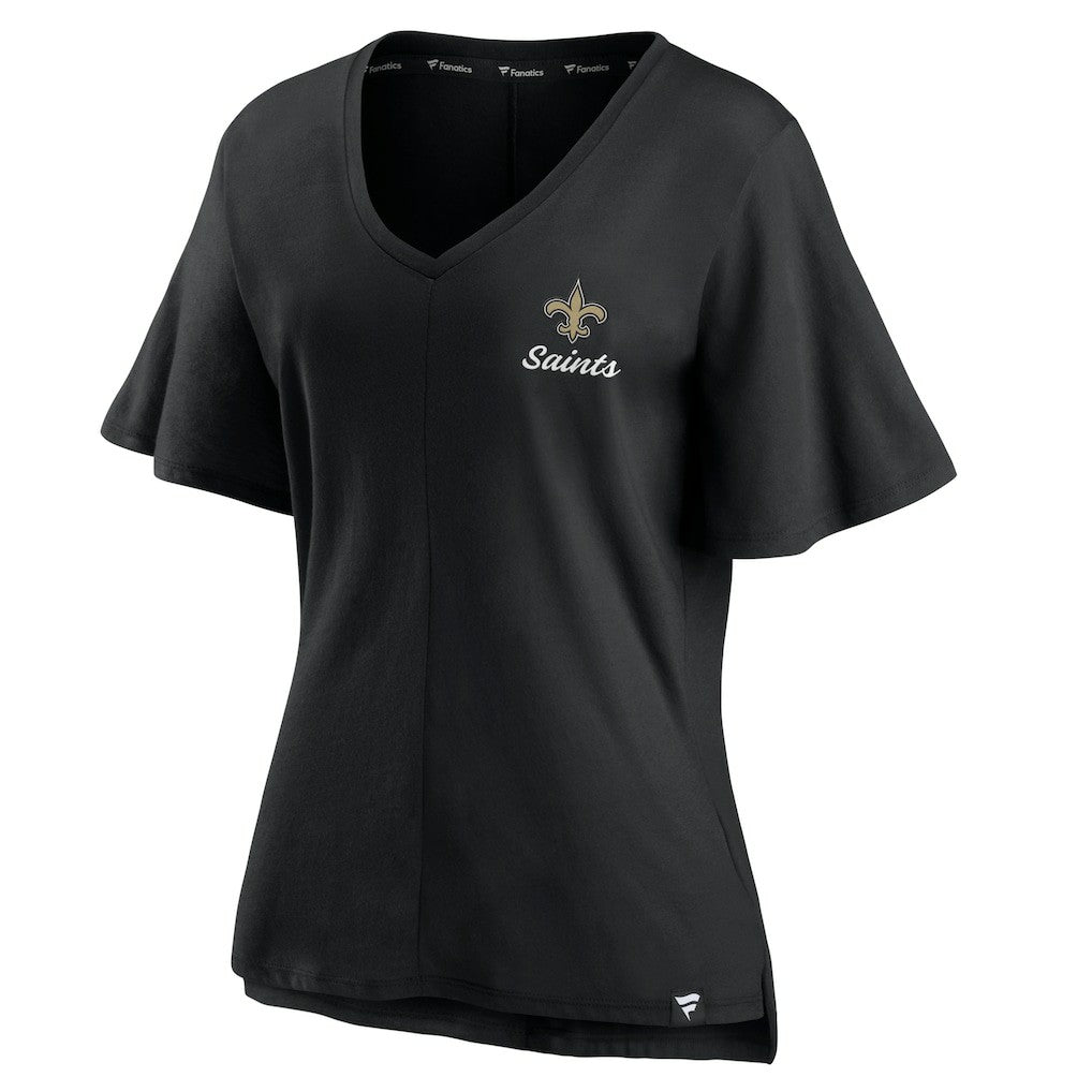 New Orleans Saints Fanatics Women's Southpaw Flutter V-Neck T-Shirt
