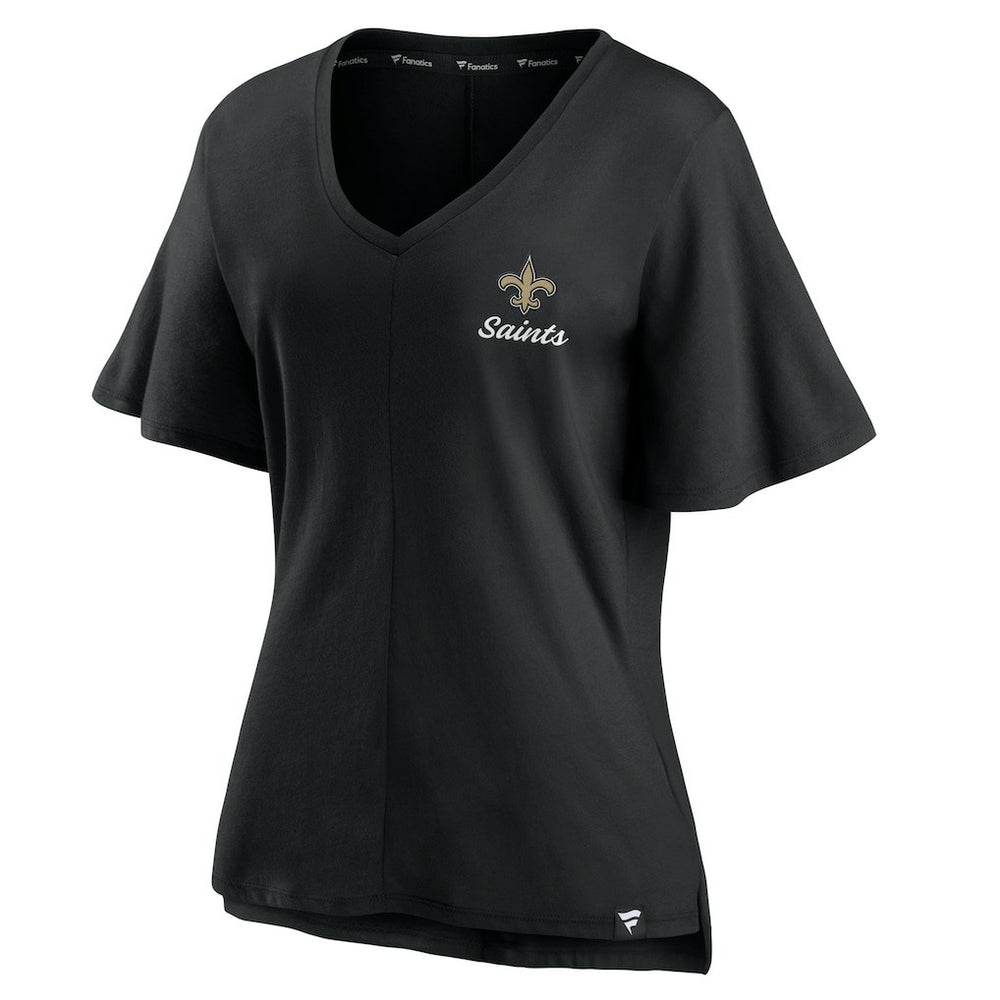New Orleans Saints Fanatics Women's Southpaw Flutter V-Neck T-Shirt